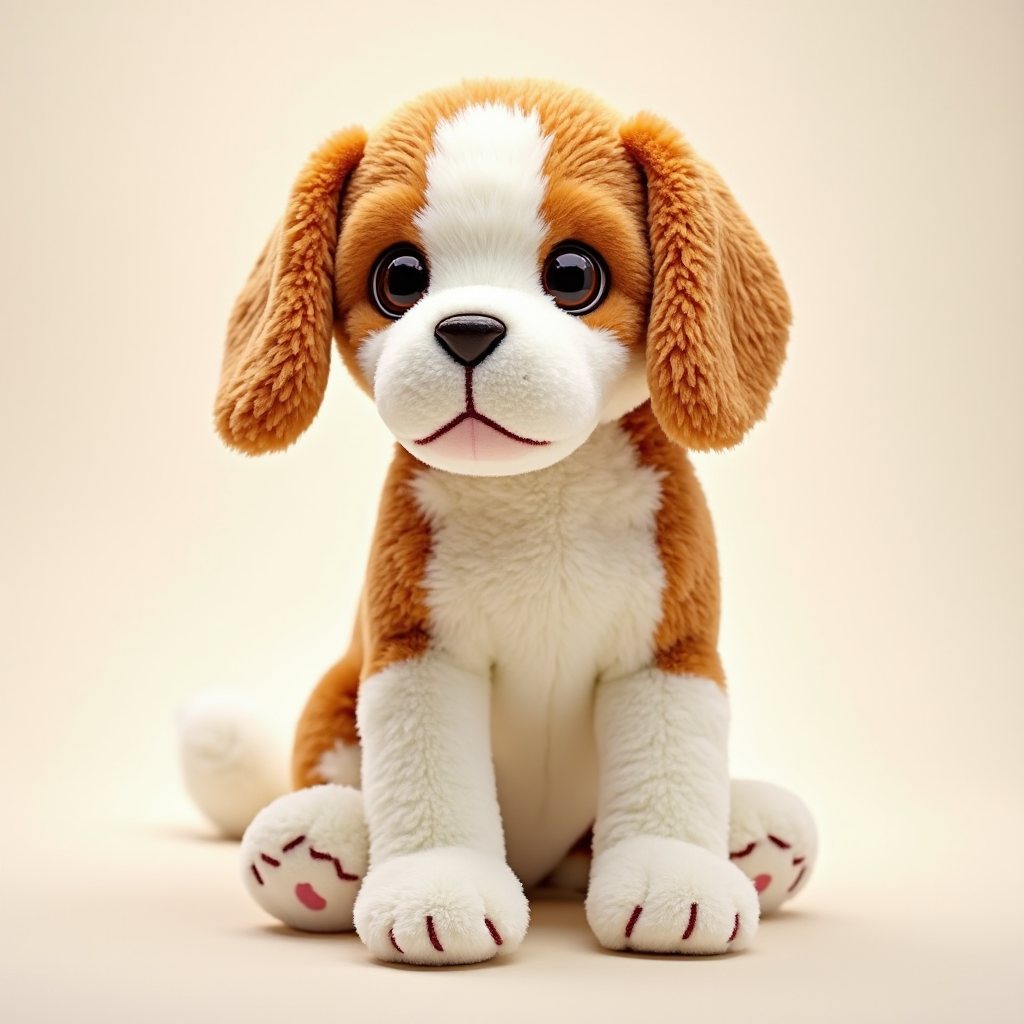 坐姿小猎犬毛绒玩具AI实物效果图